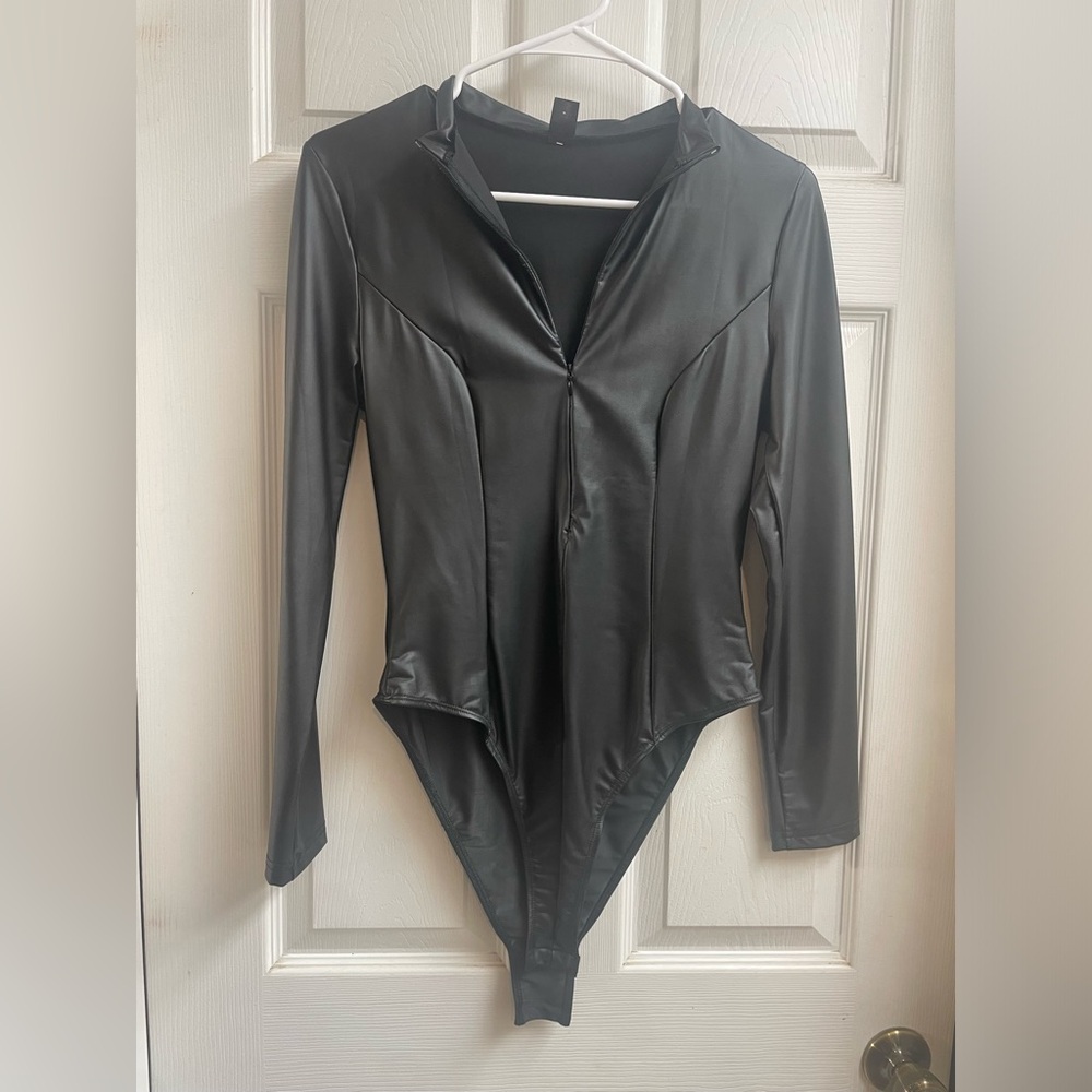 Shein faux leather bodysuit
